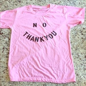 Pink No Thank You smiley face t-shirt